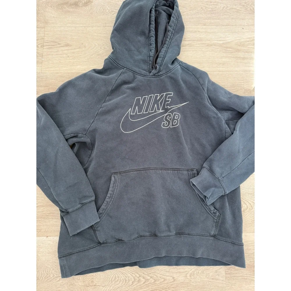 Nike SB Icon Pullover Hoodie Black Logo Skateboarding Mens XL AJ9733-010